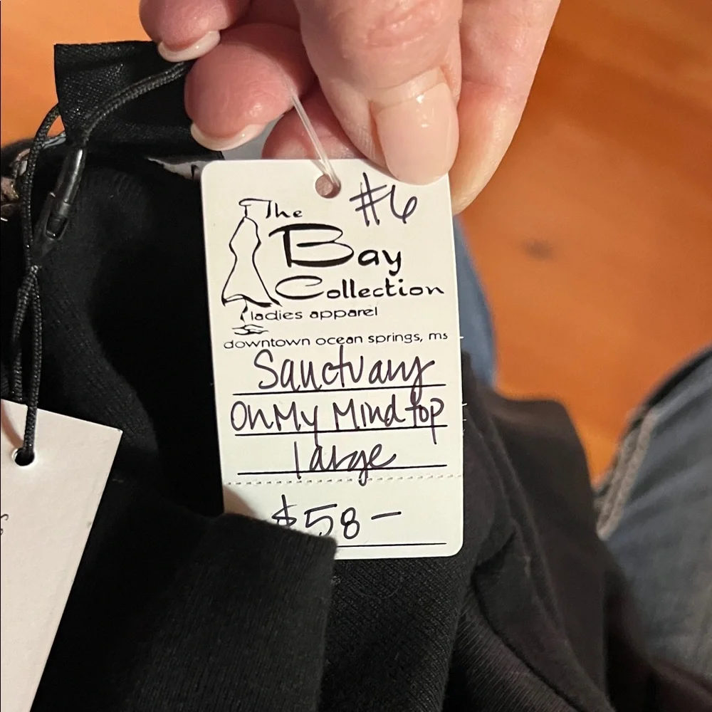 Sanctuary Black Long Sheer Sleeve Top - Picture 6 of 7